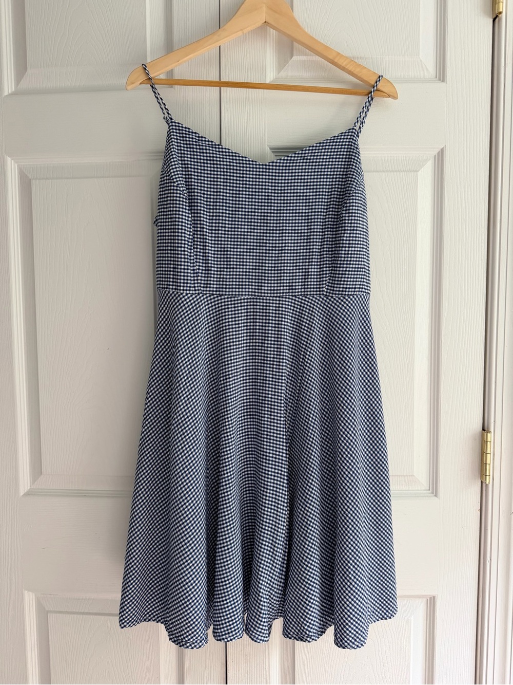 Old Navy Blue White Gingham Sundress XL Adjustable Straps Smocked Back Dress